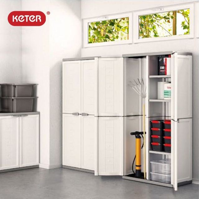 keter JOLLY进口白多功能储物柜室内收纳整柜简约工具多层塑料柜可上锁 白色