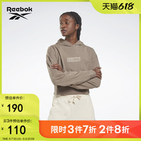 Reebok 锐步 官方女子LM莱美舒适健身训练短款连帽长袖卫衣H08946