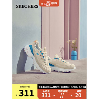 SKECHERS 斯凯奇 2023年女撞色厚底熊猫鞋复古运动老爹鞋896083 自然色/NTMT 37