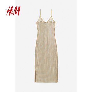 H&M HM2023夏季新款女装缀饰网纱连衣裙1163302