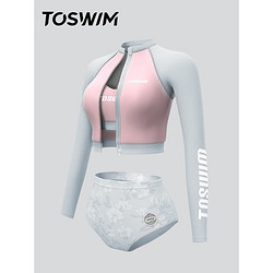 TOSWIM 拓胜 TS81120631004 女士泳衣 分体长袖三件套