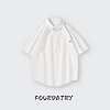 FOURDATRY 日系叠穿纯色短袖衬衫男士潮流气质夏季新款白色工装衬衣