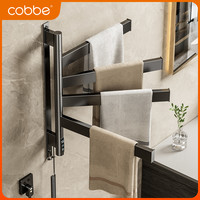 卡贝旋转电热毛巾架浴室卫生间加热烘干架智能免打孔不锈钢毛巾杆