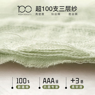 俾斯诺斯（BESNOS）A类100支长绒棉四件套纯棉全棉三层纱春秋床品床单床上被套 叶繁-绿 1.8米床单款