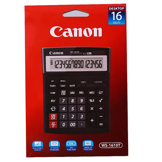 佳能Canon WS-1610T 16位商务财务办公计算器太阳能双电源财务办公台式大号计算器 WS-1610T（纽扣电池*1螺丝刀*1中性笔*