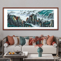 收藏天下手绘山水国画客厅沙发背景墙装饰画新中式壁画办公室挂画云山清韵 托片画心 180cm*70cm