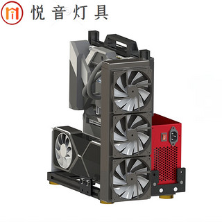 画萌开放式机箱机 开放式机箱架立式透明个性水冷迷你ITX简约MAT ATX ITX机箱(黑色版)