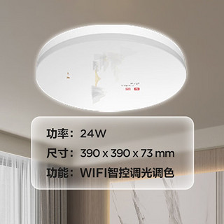 美的（Midea）LED吸顶灯北欧简约客厅卧室餐厅灯饰灯具明轩X2211 24W智能调光调色