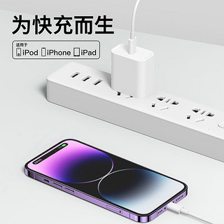 能适适用苹果14充电器iPhone13充电头PD20W快充适用于12ProMax/11/iPadmini套装 Type-c转Lightni