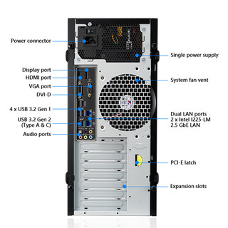 华硕（ASUS）E500 G7 酷睿I9 11900K 3D模型渲染 塔式服务器工作站台式电脑主机 至强W-1370 32G内存 1TB固态 NVIDIA RTX3090 24G *2