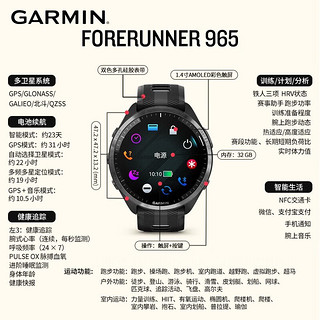 GARMIN 佳明 FR965多频星定位智能血氧心率游泳骑行跑步户外飞盘运动音乐手表