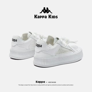Kappa童鞋网面小白鞋女童夏季透气中大童松糕鞋男童软底运动板鞋