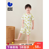 迷你巴拉巴拉男童女童家居套装宝宝纯棉网眼透气吸汗睡衣家居服 白绿色调00314 140cm