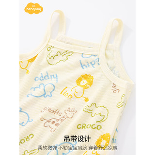 Aengbay昂贝 婴儿背心吊带包屁衣夏季薄款宝宝衣服无袖新生儿连体衣夏 动物乐园 80cm