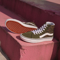 vans范斯官方comfycushsk8hi橄榄绿豹纹印花板鞋