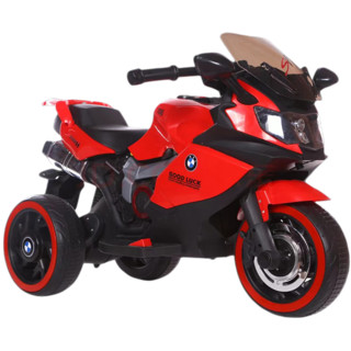 孩智乐儿童电动车摩托车可坐人三轮车3-6-8岁小孩电动车玩具车充电电瓶 红色双驱「遥控+大电瓶」
