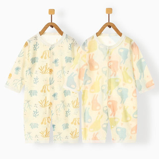 班杰威尔（BANJVALL）婴儿连体衣夏季薄款无骨长袖婴儿衣服空调服睡衣男女宝宝哈衣爬服 夏季透气不闷汗 66cm