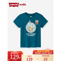 Levi's李维斯童装23夏季男童小怪兽短袖T恤儿童拼接上衣 港蓝色 140/68(S)