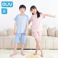 E.U.V儿童睡衣莫代尔夏季薄款男女童短袖家居服套装2023年新款 中蓝色 170
