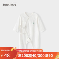 babylove新生儿连体衣夏季初生宝宝竹棉哈衣爬服新生儿系带和尚服 奶白 52cm