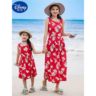 迪士尼（Disney）女童连衣裙亲子夏季纯·棉沙滩裙中小童大童母女纱裙中长款裙’ 浅色菠萝 150码(建议身高125-135)
