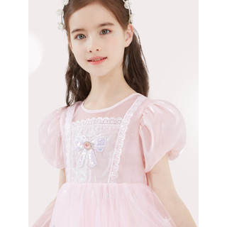 迪士尼（Disney）女童连衣裙儿童夏装新款公主裙爱莎裙子女孩纱裙艾莎礼服裙2023 天蓝色 140cm