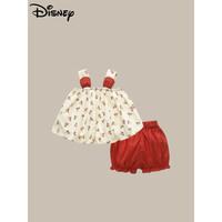 迪士尼(Disney)女童夏装套装2023新款洋气一岁半宝宝吊带衣服儿童夏季休闲两件套 小樱桃吊带套 120cm