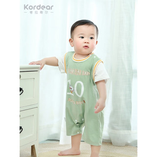 Kordear考拉蒂尔宝宝连体衣夏季薄款婴儿外出服新生儿肩开哈衣爬爬服 星空蓝 73cm