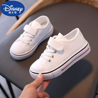 迪士尼1儿童鞋帆布鞋女童鞋春季新款小白鞋男童鞋子学生 210-黑色 28码内长17cm