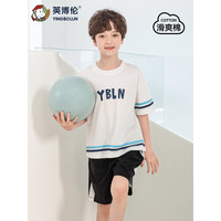 英博伦(YINGBOLUN)儿童短袖套装男童外出家居服男孩全棉薄款睡衣 25271白色 110身高100-108cm体重33-40斤
