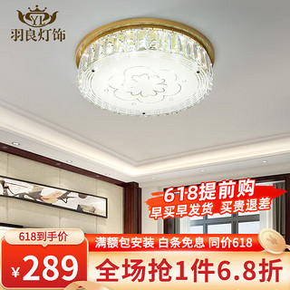 羽良2023年新款轻奢水晶吸顶灯创意后现代简约大气房间卧室餐厅灯具 B款55*10cm-三色变光