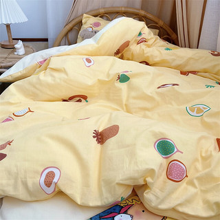 沐凡（mufan）单人床三件套幼儿园纯棉儿童套件卡通床单被套枕套学生床品套件 缤纷水果-三件套