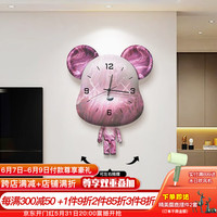 好久不见暴力熊Kaws创意潮流挂钟客厅家用新款钟表餐厅静音摇摆时钟壁挂灯 高达艺术-D款 10英寸 常规不发光款
