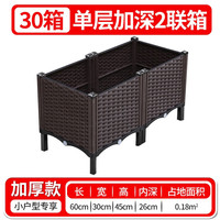 朵咔园艺阳台种菜专用种植箱小户型专用种菜箱长方形塑料花盆楼顶花箱花槽 加深架高2联箱