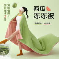 南极人(Nanjiren)夏凉被西瓜冻冻被子夏季凉感冰丝空调被可机洗单人冰淇淋被薄被芯 凉凉西瓜-绿拼红-BMYJ 150x200cm