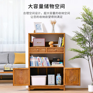 寻古红木家具非洲鸡翅木（学名：非洲崖豆木）小书架实木餐边柜新中式收纳置物矮茶水架 单个:长80*宽32*高126cm