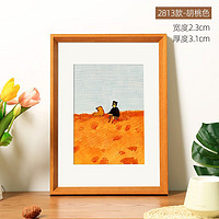 花衣裳(HUAYISHANG)简约实木画框挂墙相框装裱挂墙水彩素描展示画装裱油画外框可定制 胡桃色-2813款 A3挂墙
