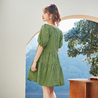 森马 Semir连衣裙时髦女泡泡袖方领公主裙2022夏新款温柔女生裙子娃娃裙 N款白色调 XS