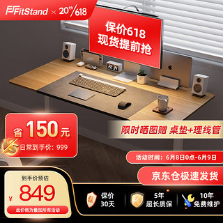 FitStand 1米电动升降电脑桌学习桌单人桌 小户型办公书桌家用写字桌 FS01