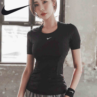 NIKE 耐克 短袖女运动上衣2021夏季新款宽松圆步T恤BQ9552-010