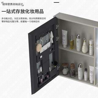 念佳卫生间浴室柜不锈钢陶瓷盆一体盆洗手盆洗脸盆柜组合洗漱台 吊柜60cm奶油色带镜柜