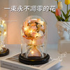 玫瑰永生花玻璃罩碎冰蓝花束生日礼物女生送女友朋友的干花小摆件