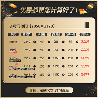 盼盼 PANPAN盼盼 PANPAN防盗门别墅大门甲级家用安全门指纹锁子母门单门入户进户门 吉维尼-子母门-2050*1170-外开 机械锁