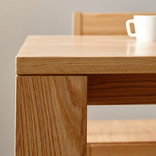 QuanU 全友 家居餐桌椅组合红橡木实木餐桌家用吃饭桌子北欧风原木长桌125019