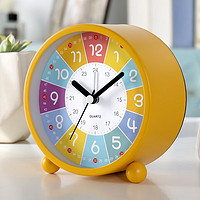 汉时（Hense）早教小闹钟时钟男孩女孩学生用专用儿童桌面电子起床神器钟表HA61 柠檬黄3.5寸