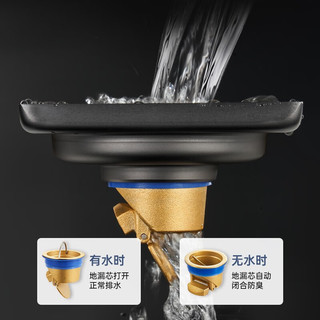 老铜匠（LTJ）枪灰色防臭地漏不锈钢卫生间浴室淋浴洗衣机全铜芯 淋浴+洗衣机地漏套装