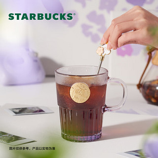 星巴克（Starbucks）紫色渐变玻璃杯配搅拌棒400ml办公室咖啡杯颜值桌面杯节日礼物