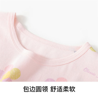 Classic Teddy精典泰迪女童睡衣儿童家居服中大童装夏季薄款短袖短裤两件套夏装 花朵熊套装粉色 120
