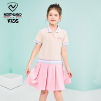 诺诗兰女童连衣裙夏季薄款中大童休闲运动长裙子 奶咖色CO122200-2 120