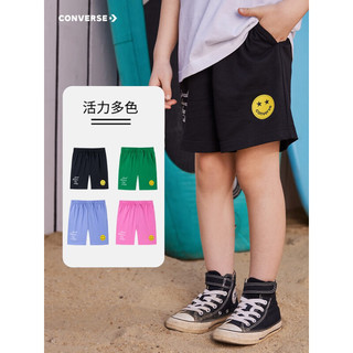 Converse 匡威童装男女童短裤2023夏季新款儿童笑脸印花舒适纯棉休闲裤子 兰花紫 110/50